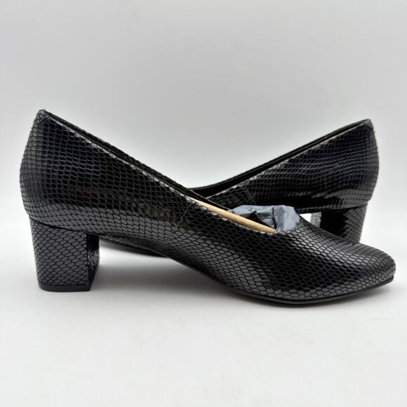 Trotters Womens Kari Pump US 7.5 M EU 38 Black Snake Leather NIB - Picture 5 of 13